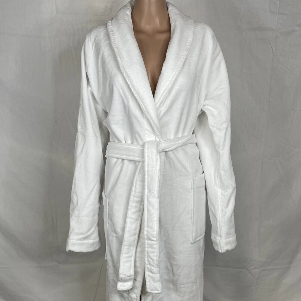 NEW FRETTE Unisex Velour Shawl Collar Bathrobe Size L